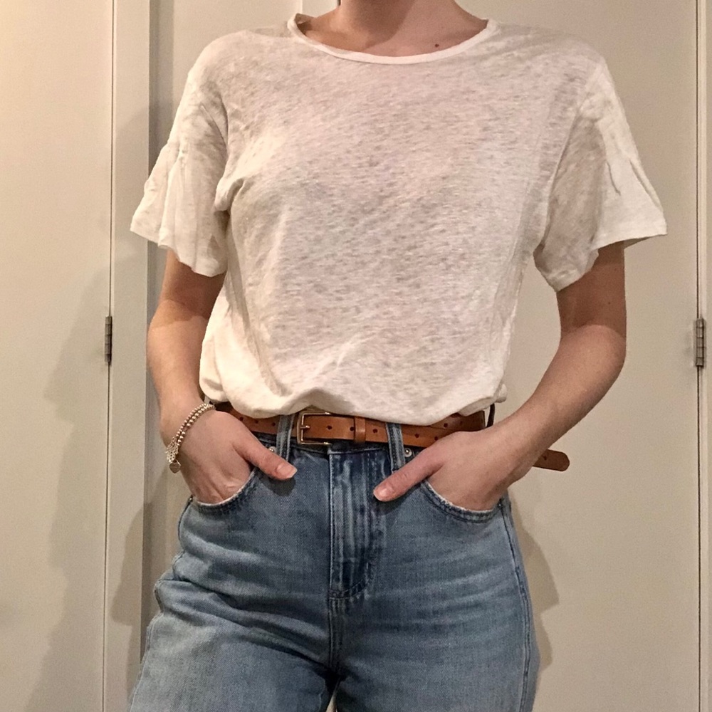 J. CREW Linen Flutter Sleeve Top